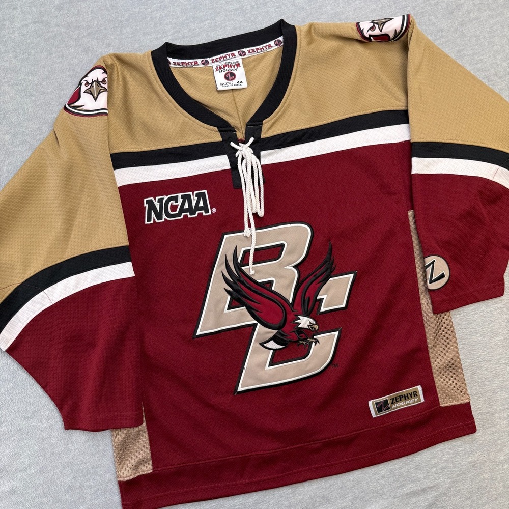 VTG Boston College‎ Eagles Hockey Jersey Adult 44 Zephyr Stitched Fight Strap